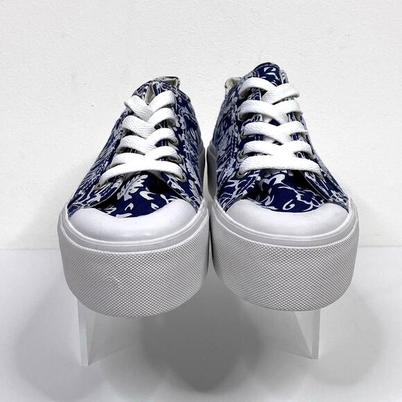 SOHO Hawaiian Print Platform Sneakers Women 7 Blue White Tropical Floral Summer - Picture 4 of 9